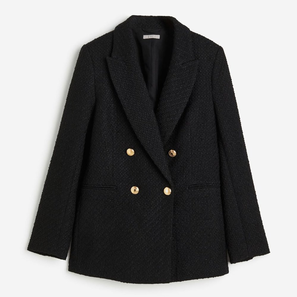 H&M Black Textured-weave Jacket | Size Small | New with Tags